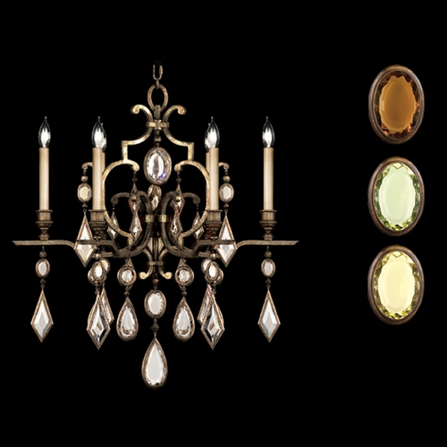Fine Art Lamps Encased Gems Bronze Patina Crystal Chandelier