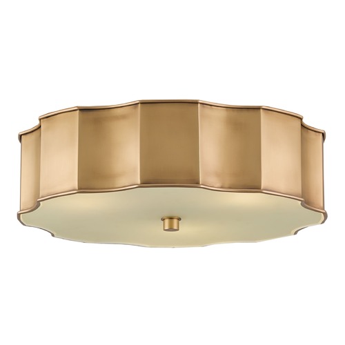 Wexford Flush Mount in Antique Brass/Opaque Glass by Currey & Company