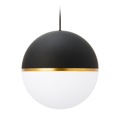 Visual Comfort Modern Collection Akova Matte Black & Aged Brass Pendant Light with Bowl / Dome Shade