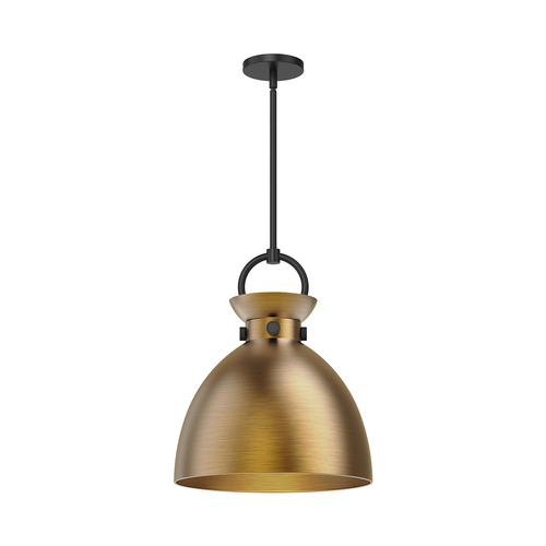 Alora Lighting Waldo Matte Black & Aged Gold Pendant Light with Bowl / Dome Shade