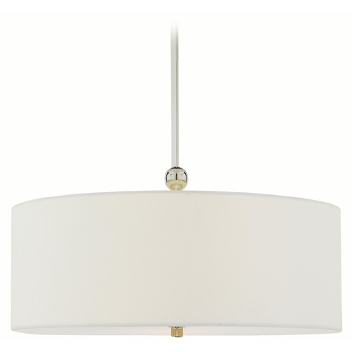 Visual Comfort Signature Collection Reed Polished Nickel Pendant Light with Drum Shade