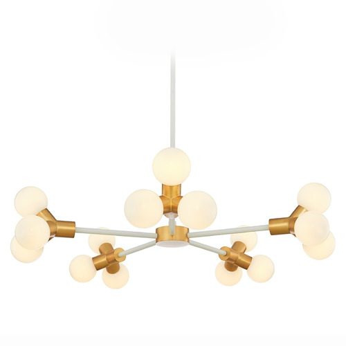 Kalco Lighting Kalco Lighting Tres White and New Brass LED Chandelier 517472WNB
