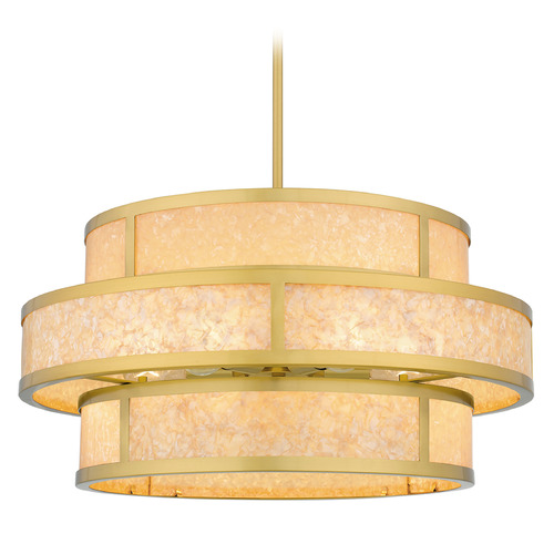 Quoizel Lighting Stoneland Brushed Gold Pendant Light with Drum Shade