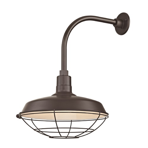 Bronze Gooseneck Barn Light with 16-Inch Caged Shade