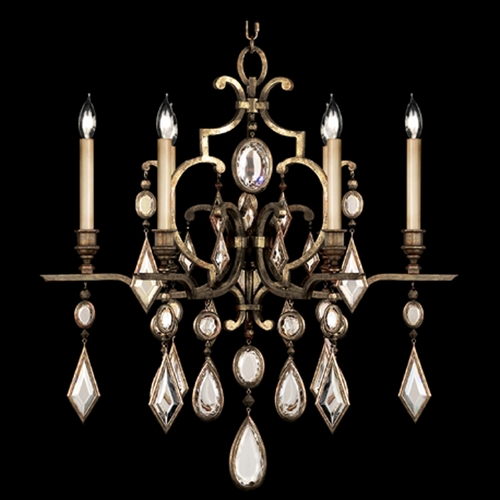 Fine Art Lamps Encased Gems Bronze Patina Crystal Chandelier