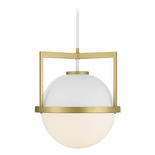 Savoy House Carlysle Pendant in White & Warm Brass by Savoy House 7-4600-1-142