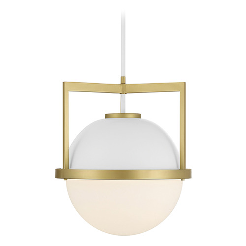 Carlysle Pendant in White & Warm Brass by Savoy House