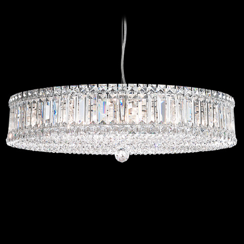 Schonbek Worldwide Lighting Plaza Polished Stainless Steel Pendant Light with Drum Shade