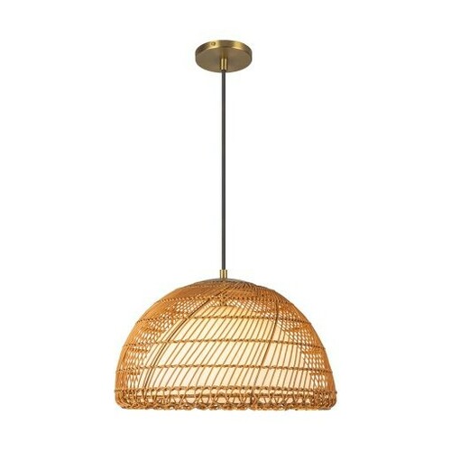 Bondi 16-Inch Rattan Pendant in Brushed Gold by Alora Lighting