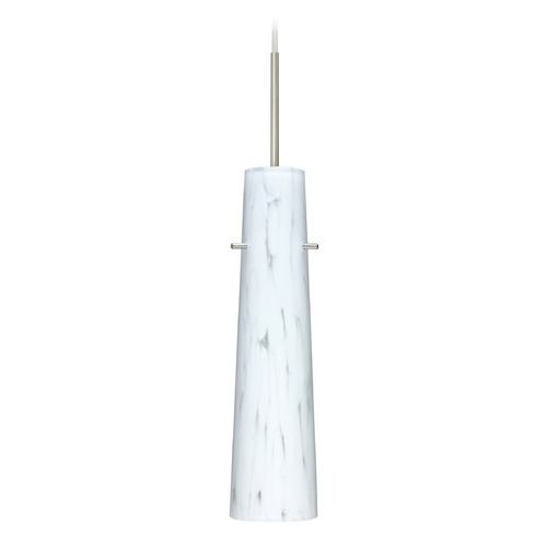 Besa Lighting Besa Lighting Camino Satin Nickel Mini-Pendant Light with Cylindrical Shade 1BT-567419-SN