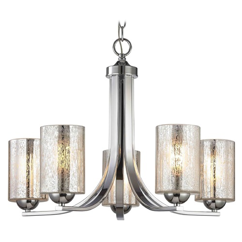 Design Classics Lighting Dalton 5-Light Chandelier in Chrome with Mercury Cylinder Glass 584-26 GL1039C
