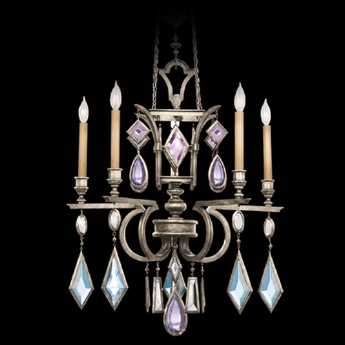 Fine Art Lamps Encased Gems Vintage Silver Leaf Crystal Chandelier