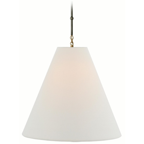 Visual Comfort Signature Collection Goodman Bronze & Antique Brass Pendant Light with Conical Shade