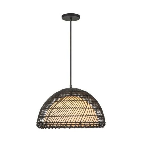 Bondi 16-Inch Rattan Pendant in Matte Black by Alora Lighting