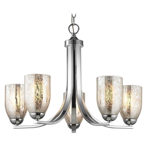 Design Classics Lighting Dalton 5-Light Chandelier in Chrome with Mercury Dome Glass 584-26 GL1039D