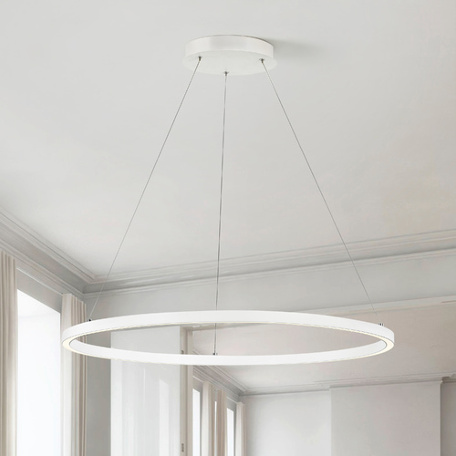 Design Classics Lighting Circ LED Ring Pendant Light 32 Inch Matte White 1936-WH 1936-WH