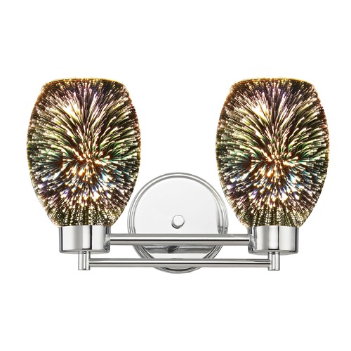 Chrome Bathroom Light and 3-D Glass with Burst Pattern