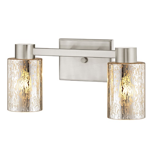 2-Light Mercury Glass Bathroom Light Satin Nickel