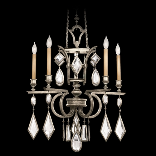 Fine Art Lamps Encased Gems Vintage Silver Leaf Crystal Chandelier