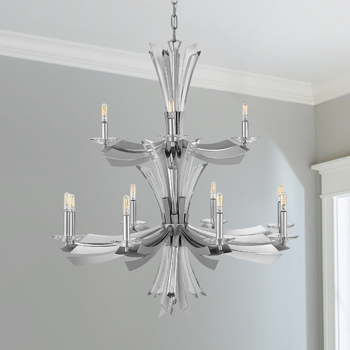 Vida 37.25-Inch Chandelier in Glacial Finish with Crystal by Fredrick Ramond