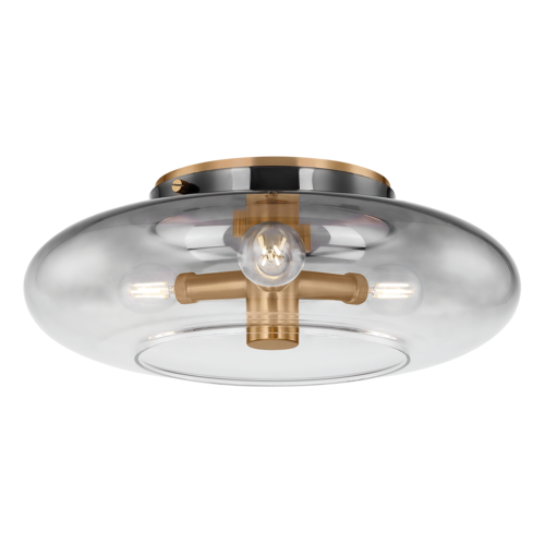 Troy Lighting Gunner 15-Inch Flush Mount in Patina Brass by Troy Lighting C2915-PBR