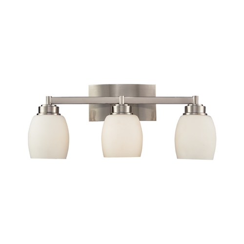 Elk Lighting Modern Bathroom Light with White Glass in Satin Nickel Finish 17102/3