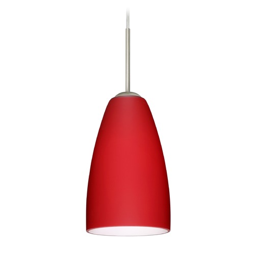 Besa Lighting Riva Satin Nickel LED Mini-Pendant Light with Oblong Shade