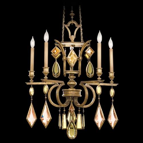 Fine Art Lamps Encased Gems Gold Leaf Crystal Chandelier