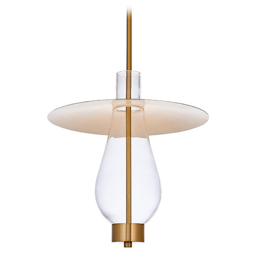 Kalco Lighting Hugo Winter Brass LED Pendant Light with Oblong Shade