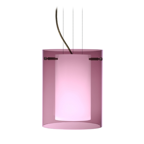 Besa Lighting Modern Pendant Light Purple Glass Bronze by Besa Lighting 1KG-A00607-BR