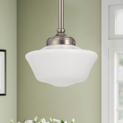 10-Inch Satin Nickel Schoolhouse Mini-Pendant Light