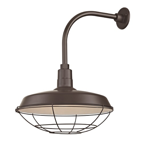 Bronze Gooseneck Barn Light with 18-Inch Caged Shade