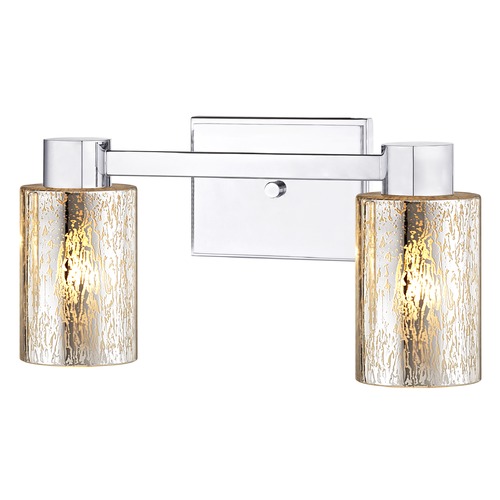 Design Classics Lighting 2-Light Mercury Glass Bathroom Light Chrome 2102-26 GL1039C