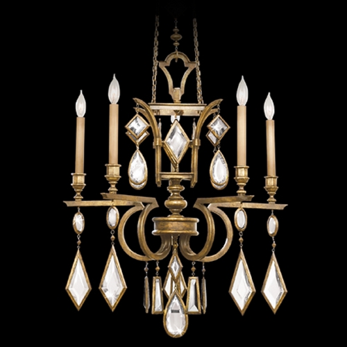 Fine Art Lamps Encased Gems Gold Leaf Crystal Chandelier