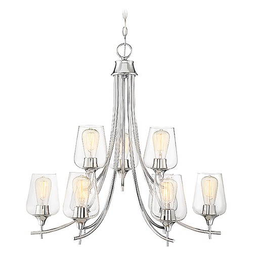 Savoy House Octave 30-Inch 2-Tier Chandelier in Polished Chrome with Clear Glass 1-4033-9-11