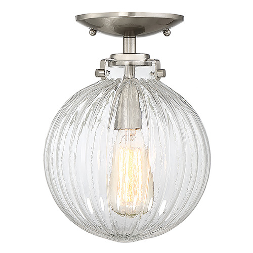 8-Inch Globe Semi-Flush Mount in Brushed Nickel by Meridian