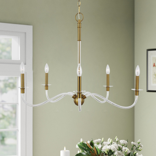 Chapman & Meyers Hanover 31.88-Inch Burnished Brass & Lucite Chandelier by Visual Comfort Studio