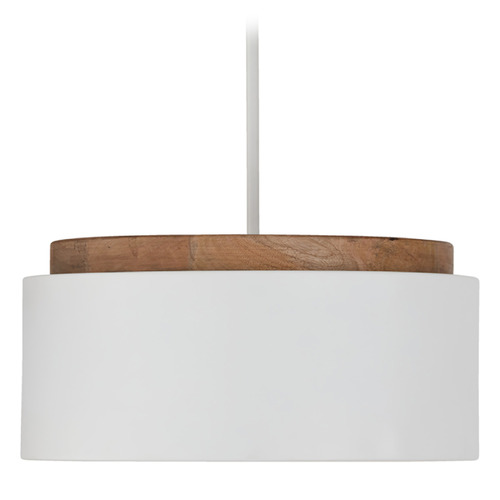 Capital Lighting Liam Light Wood and White Pendant Light with Drum Shade