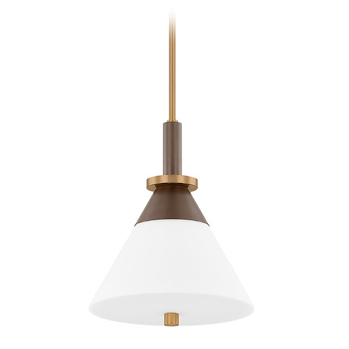 Troy Lighting Staton Patina Brass / Bronze LED Pendant Light with Conical Shade