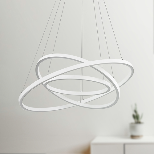 Design Classics Lighting Modern 32-Inch LED Ring Pendant Light in White Finish 1938-WH