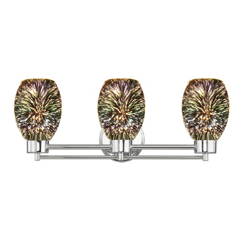 Design Classics Lighting Chrome Bathroom Light and 3-D Glass with Burst Pattern 703-26 GL1034-B