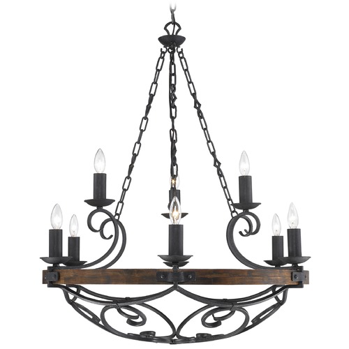 Madera 9-Light Chandelier in Black Iron Finish by Golden Lighting