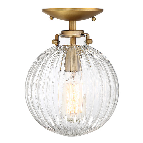 8-Inch Globe Semi-Flush Mount in Natural Brass by Meridian