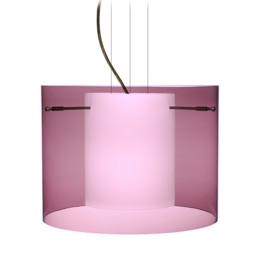 Besa Lighting Modern Pendant Light Purple Glass Bronze by Besa Lighting 1KG-A00707-BR