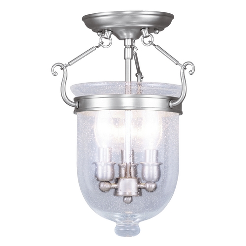 Livex Lighting Seeded Glass Semi-Flushmount Light Brushed Nickel Livex Lighting 5081-91