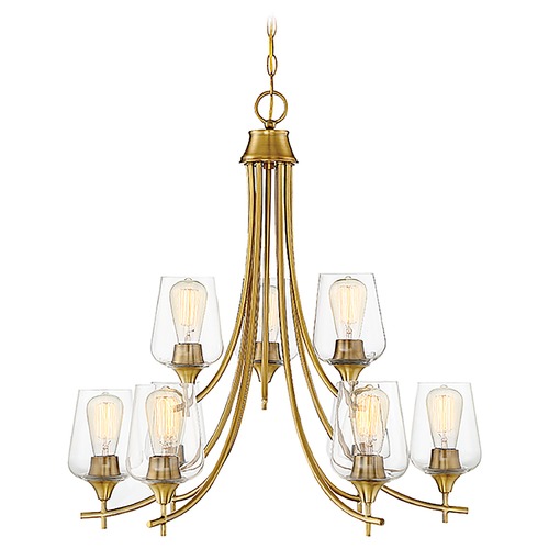Savoy House Octave 30-Inch 2-Tier Chandelier in Warm Brass with Clear Glass 1-4033-9-322