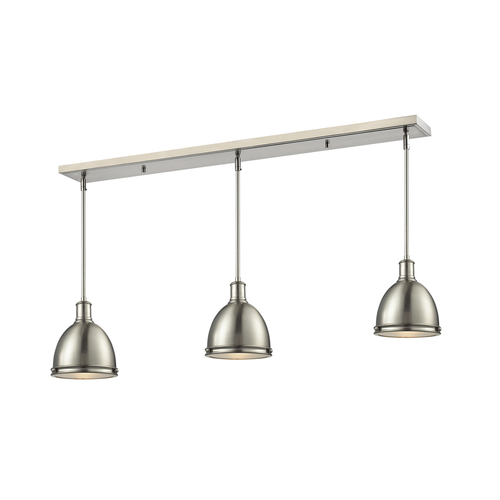 Z-Lite Z-Lite Mason Brushed Nickel Multi-Light Pendant with Bowl / Dome Shade 710MP-3BN