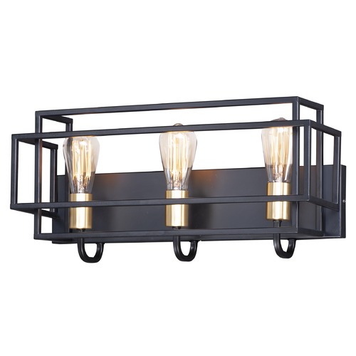 Liner Black & Satin Brass Bathroom Light by Maxim Lighting