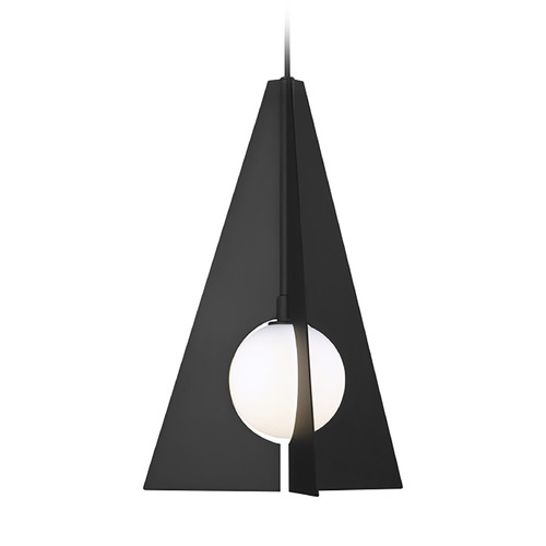 Visual Comfort Modern Collection Visual Comfort Modern Collection Orbel Matte Black LED Pendant Light with Globe Shade 700TDOBLPB