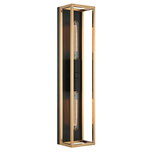 Matteo Lighting Shadowbox Black & Aged Gold Brass LED Vertical Bathroom Light